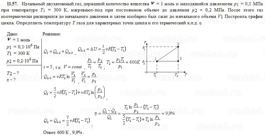 Плотность идеального газа меняется с течением времени так как показано на рисунке